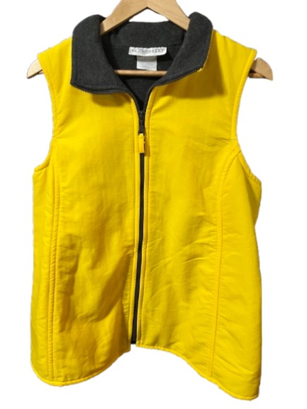 Motherhood Bright Yellow Zip-Up Vest with Charcoal Lining Size Medium
